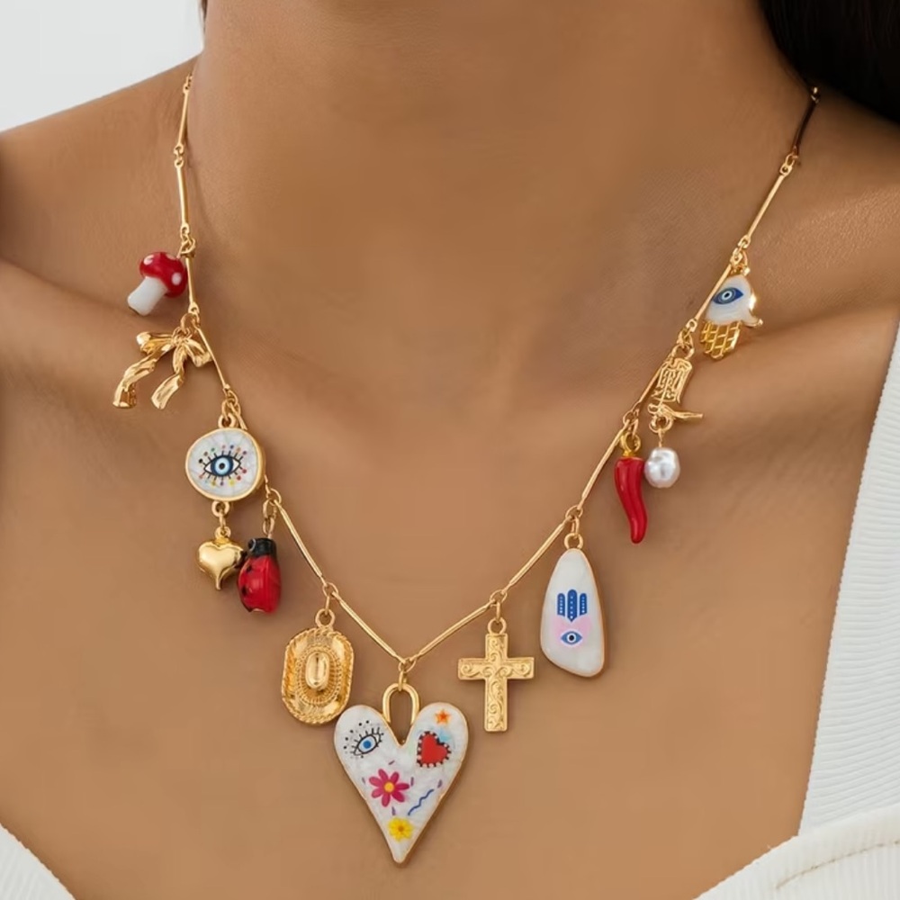 NEW Bohemian Western Pendant Charm Gold Necklace Retro Y2K